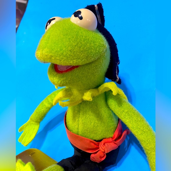 SESAME STREET VTG 90’s KERMIT THE FROG PIRATE JIM HENSON MUPPET PLUSH 12” - Picture 11 of 14